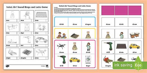 Initial /dr/ Sound Bingo and Lotto Game (teacher made).